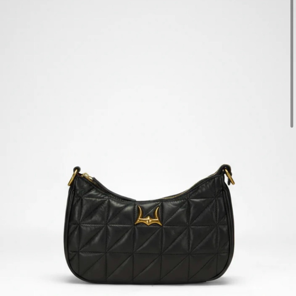 Loyal West Brand Joe Leather Quilted White or Black Quilted Shoulder Bag - Picture 7 of 8